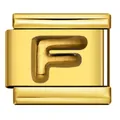Goldener italienischer Charm aus Edelstahl mit dem Buchstaben F für Modularmbänder - Buchstabe F (Y761) / Gold