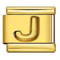 Eleganter vergoldeter Edelstahl-Modulararmband-Link mit konvexem Buchstaben J-Motiv - Buchstabe J (Y765) / Gold