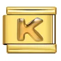 Goldener italienischer Charm mit 3D-Buchstabe K für DIY-Armbänder aus Edelstahl - Buchstabe K (Y766) / Gold