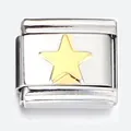 Stainless steel Italian charm link with a golden star pattern for modular DIY bracelets - Gold Star (ICY039)