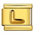 Vergoldetes italienisches Modular-Charm-Glied aus Edelstahl mit konvexem Buchstaben L - Buchstabe L (Y767) / Gold
