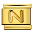 Goldfarbenes Edelstahl-Charm-Modul mit konvexem Buchstaben N für DIY-Armbänder - Buchstabe N (Y769) / Gold