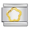 DIY Italian modular bracelet link charm with gold flower petal in stainless steel - Silver Base Gold Petal Style (ICY599)