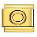 Goldfarbenes italienisches modulares Armband-Element mit einem 3D-geprägten Buchstaben O - Buchstabe O (Y770) / Gold