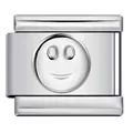 Italienischer Anhänger aus Edelstahl mit geprägtem Smiley für DIY-Armbänder - Smiley-Muster (Y378) / Silber