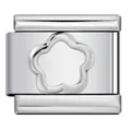 Polished stainless steel Italian modular bracelet charm with hollowed petal design. - Silver Base Hollow Petal Style (ICY409)