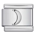 Italienisches Armband-Element aus Edelstahl mit geprägtem silbernen Halbmond-Design - Mondmuster (Y389) / Silber