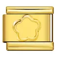 Gold-plated stainless steel modular Italian charm featuring a flower petal design - Gold Base Gold Petal Outline Style (ICY662)