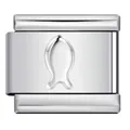 Italienisches Edelstahl-Charme-Element mit geprägtem silbernem Fischmuster für DIY-Armbänder. - Fischmuster (Y453) / Silber
