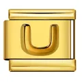 Italienisches Modul-Charm in Gold mit 3D-Buchstabe U für DIY-Armbänder aus Edelstahl - Buchstabe U (Y776) / Gold