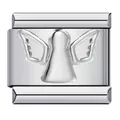 Italienischer Armband-Link aus Edelstahl mit geprägtem Engel-Motiv in Silber - Silber-Engelmuster (Y410) / Silber
