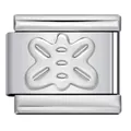 Polierte italienische Modulperle aus Edelstahl in Silber mit Schmetterlingsmuster - Schmetterlingsmuster (Y454) / Silber
