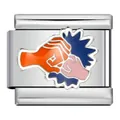 Stainless steel Italian modular bracelet charm link with fist bump enamel design - Fist Bump (ICJ416-1)