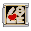 Italienischer Modul-Charm aus Edelstahl mit weißem LOVE- und rotem Herz-Design - LOVE Herzstil (ICJ080)