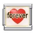 Italienisches Modul-Armbandglied aus Edelstahl mit rotem Herz und Forever-Schrift - Forever Rotes Herz Stil (ICJ175-1)