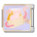Italian modular charm in stainless steel with purple heart envelope enamel design - Heart Envelope Pattern (ICJ1537)
