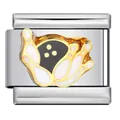 Bowling ball and pins design stainless steel Italian modular charm link for jewelry - Gold Edge Bowling (ICJ892-1)