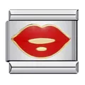 Italienisches Modul-Charm-Glied aus Edelstahl mit rotem Lippen-Öltropfen-Muster - Sexy Lippen Stil (ICJ761)