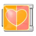 Stainless steel Italian modular charm featuring an orange and pink enamel heart pattern - Orange Pink Spliced Heart (ICJ1583)
