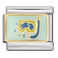 Charm per bracciale modulare italiano in acciaio inossidabile con maschera da snorkeling - Maschera da Snorkel e Tubo (ICJ1408)