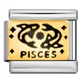 Pisces zodiac Italian charm link in gold and stainless steel - Pisces (ICJ251-1)