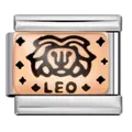 Stainless steel Leo zodiac Italian charm link for modular bracelets with rose gold finish - Leo (ICJ179) / Rose Gold