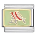 Link per bracciale modulare italiano in acciaio inox con design a sdraio smaltata - Sdraio da Spiaggia (ICJ1406)
