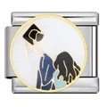 Graduation themed Italian modular charm link for DIY stainless steel jewelry pieces - Hat Tossing Celebration (ICJ1677)