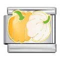 Detail of Thanksgiving Italian charm link with white and orange enamel pumpkins - Two-Color Pumpkins (ICJ721-1)