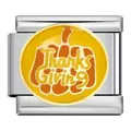 Stainless steel Thanksgiving pumpkin charm link for Italian modular DIY charm bracelets - Thanksgiving Pumpkin (ICJ700-1)