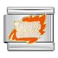 Thanksgiving maple leaf stainless steel Italian charm link for modular bracelet - Thanksgiving Text Maple Leaf (ICJ706-1)