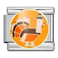 Thanksgiving series stainless steel Italian modular charm link featuring enamel turkey design - Cartoon Turkey (ICJ708-1)