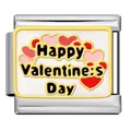 Italienischer Modul-Charm 'Happy Valentine's Day' mit bunten Herzen für DIY-Armbänder - Happy Valentine's Day Stil (ICJ1950)