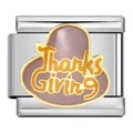 Thanksgiving Italian charm link in stainless steel with purple enamel hat design. - Purple Thanksgiving Design (ICJ709-1)