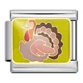 Thanksgiving turkey charm module for Italian modular link bracelet in stainless steel - Thanksgiving Turkey (ICJ710-1)