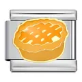 Stainless steel Italian charm with gold-rimmed enamel pie design for DIY bracelets - Pumpkin Pie Dessert (ICJ715-1)