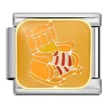 Classic stainless steel Italian modular bracelet charm with orange rocking chair enamel art - Thanksgiving Rocking Chair (ICJ716-1)
