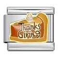Thanksgiving pumpkin pie charm link for Italian modular bracelet in stainless steel - Thanks Giving Pumpkin Pie (ICJ717-1)