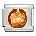 Thanksgiving series stainless steel Italian charm link featuring orange pumpkin design - Thanks Giving Pumpkin (ICJ719-1)