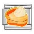 Thanksgiving pumpkin pie enamel charm in stainless steel for modular Italian bracelet. - Creamy Pumpkin Pie (ICJ720-1)