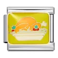 Thanksgiving turkey enamel Italian charm link in stainless steel for DIY bracelets - Roasted Turkey Style (ICJ726-1)