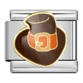 Thanksgiving pilgrim hat charm for stainless steel Italian modular link bracelet - Pilgrim Hat Style (ICJ712-1)