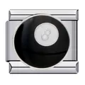 Abalorio para pulsera modular italiana con diseño de esmalte bola de billar 8 negra acero - Estilo Bola Número 8 (ICJ667)