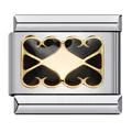 Módulo italiano para pulsera DIY con esmalte negro y marco decorativo dorado elegante - Estilo de Trébol de Cuatro Hojas (ICJ168)