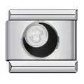 Charm modular italiano de acero inoxidable con diseño de bola de billar 8 blanca - Estilo de Bola 8 (ICJ691)