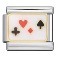 Eslabón charm italiano de acero inoxidable 9mm con motivos de póker corazón pica - Estilo Palos de Póquer (ICJ340-1)