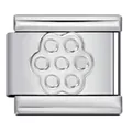 Silberfarbenes Edelstahl-Italian-Charm mit Blumenmuster für modische DIY-Armbänder - Hohles Sechsblättriges Blumenmuster (Y459) / Silber