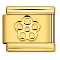 Golden stainless steel Italian modular bracelet link with flower petal design - Gold Base Gold Petal Pattern Style (ICY848)