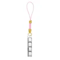Detailaufnahme eines Edelstahl-Anhängers mit rosa Kordel und goldenen Akzenten - Modul-Anhänger (ICW018-4) / Rosa