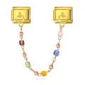 Conector de pulsera de charms italiano con cuentas de colores y cadena de oro rosa - Cadena Colgante de Cuentas de Colores (ICG514-1) / 6cm / Dorado
